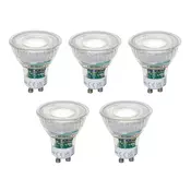Komplet 5 GU10 50mm zatemnitvenih LED žarnic prozornih 2,5W 450 lm 6500K