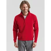 Red Mens Zip Neck Sweat Fruit of the Loom