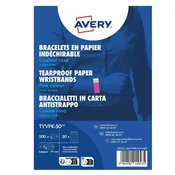 Avery Zweckform identifikacijske zapestnice TYVPK-50 so narejene iz trpežnega Tyvek materiala. Velikost zapestnic je 19 x 256 mm, barva neonsko roza. Zapestnice so na listih A4 in se jih enostavno loči.