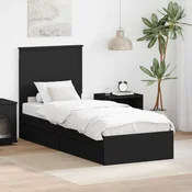 vidaXL vidaXL Postelja s shranjevanjem Črna 75 x 190 cm Konstruiran les, (5000105765)
