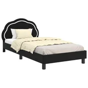 Vidaxl Otroški posteljni okvir z vznožjem Črna 90 x 190 cm Žamet