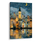 Slika čarobna zimska noč v mestu - 60x90