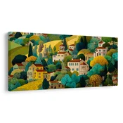 Slika harmonično sobivanje hiš in dreves - 80x40