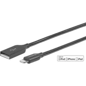shumee eSTUFF Lightning MFI kabel 0,5 m, jeklen, ojačan, pletenica brez zapletanja, siva, ES601065