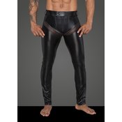 Noir Handmade H059 Mens Powerwetlook Long Pants with Inserts and Pockets Made of 3D Net M