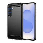 TPU gel ovitek Brushed Carbon za Samsung Galaxy S25 - črn