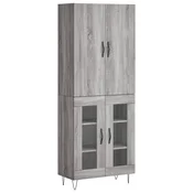 Vidaxl Visoka komoda siva sonoma 69,5x34x180 cm inženirski les