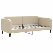 Greatstore Izvlečna dnevna postelja s predali krem 90x200 cm blago