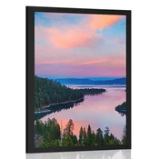 Plakat jezero ob sončnem zahodu - 40x60 silver