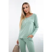 Set with a neckline with press studs dark mint