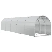 vidaXL Hiša za kokoši Srebrna 1000 x 200 x 200 cm Pocinkano jeklo