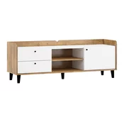 TV stol Gilroy 126 Sjajno bijela, Bordo hrast, 160x57x46cm