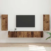 Set TV komoda 4 pcs Staro drvo Konstruirano drvo