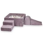 shumee Penasto igrišče z bazenom 90x90x40 Corduroy Lavender 400 žogic: bela, biserna, heather
