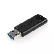 USB flash pogon, 128 GB, USB 3.2, VERBATIM Pinstripe, crni 49319