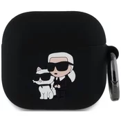 Ovitek Karl Lagerfeld 3D Logo NFT Karl and Choupette Silicone Case for AirPods 4 Black (KLA4RUNKC)