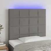 Vidaxl vidaXL Vzglavje postelje z LED diodo temno sivo 80x5x118/128 cm blago