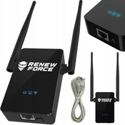 Brezžični WIFI repeater router ojačevalnik signala 300Mb/s WPS 2x 5dBi črn