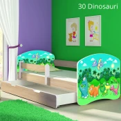 Djecji krevet ACMA s motivom, bocna sonoma + ladica 160x80 cm 30-dinosaurs