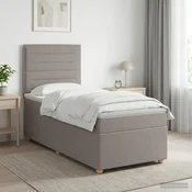 vidaXL Postelja boxspring z vzmetnico Taupe 80 x 200 cm Blago