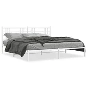 Vidaxl Kovinski posteljni okvir z vzglavjem bel 200x200 cm