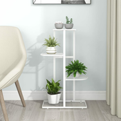 Stalak za cvijece s 4 razine 43 x 22 x 76 cm bijeli metalni