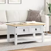 vidaXL Klubska miza s predalom Bela 85 x 50 x 45 cm Masivno borovo les