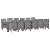 Vrtni set za objed 13 pcs Svjetlosiva Polt ratan
