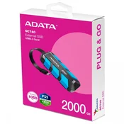ADATA zunanji SSD 2TB SC740, USB-C 3.2 Gen2, črno-modri