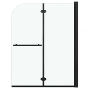 Vidaxl Zložljiva pregrada za tuš z 2 paneloma ESG 95x140 cm črna