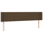 Vidaxl Vzglavje z ušesi temno rjavo 203x16x78/88 cm blago