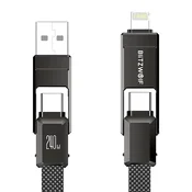 Večnamenski kabel Blitzwolf BW-HDC7 USB-A/C + Lightning, 240W, 1.2m (črn)