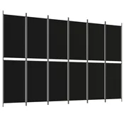 Vidaxl Paravan 6-delni črn 300x200 cm blago