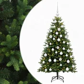 Vidaxl Umjetno božično drevo z okrasnimi kroglami 120 cm 150 LED