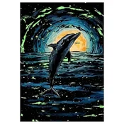 shumee V temi sveteča praskanka Skakajoči delfin 40x28 cm