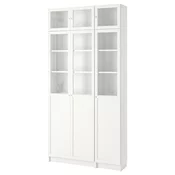 BILLY / OXBERG Biblioteka, bela/staklo, 120x30x237 cm