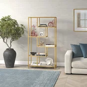 Hanah Home Polica za knjige By-30, 90x172x30 cm, Zlatne boje