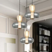 Viokef LED viseča svetilka Sire, O 42 cm dimna/bronasta kovina/steklo 3-svetilna. - Dnevna soba/jedilnica - jantar, dimno siva, črna, bronasta