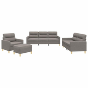 4-dijelni set sofa s jastucima smedesivi od tkanine