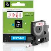 Trak DYMO D1 6mm/7m - bel trak/rdeč tisk, 40915 (SO720700) (130286)