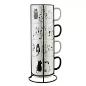 Mondex Komplet skodelic na stojalu porcelan Affekdesign by Mondex Cottello 370 ml večbarvno 4 kos, (5000212025)