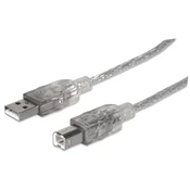Manhattan USB 2.0 AB M/M USB kabel, 1,8 m, srebrn