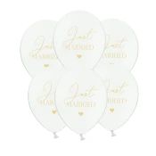 PartyDeco Balon beli- Just Married 50 kos