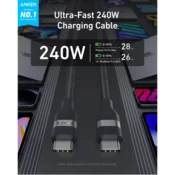 Anker pleteni USB-C na USB-C kabel 240 W, 1,8m, črn