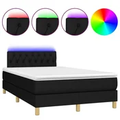 Vidaxl Box spring postelja z vzmetnico LED črna 120x190 cm blago