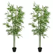 vidaXL Umetno bambusovo drevo 2 pcs Zelena 60 x 18 x 190 cm