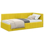 Vidaxl Kotna postelja z vzglavjem Rumena 100 cm x 200 cm Žamet