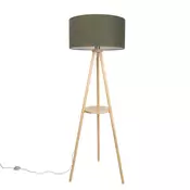 Lesena stoječa svetilka s stativom z zelenim senčilom 50 cm - Lou