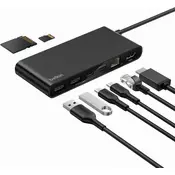 slomart Belkin Connect 8-v-1 USB-C vozlišče, 4K@60Hz, za Mac/Windows/Chromebook, 100W PD, 10Gbps, 2.5Gbps Ethernet - Črno
