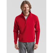 Red Mens Zip Neck Sweat Fruit of the Loom